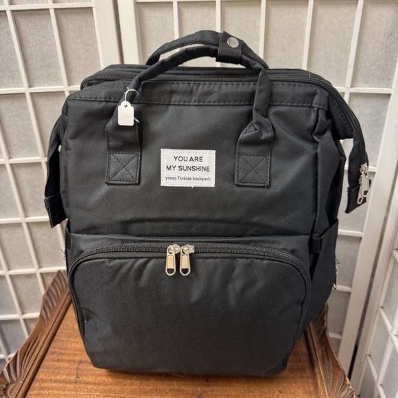 You Are My SunShine, Backpack unisex, Black, Medium, Zipper, Pockets, Folding.! main image 14